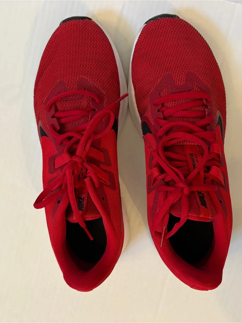 Nike Men’s Red Athletic Running Shoes with Black Swoosh